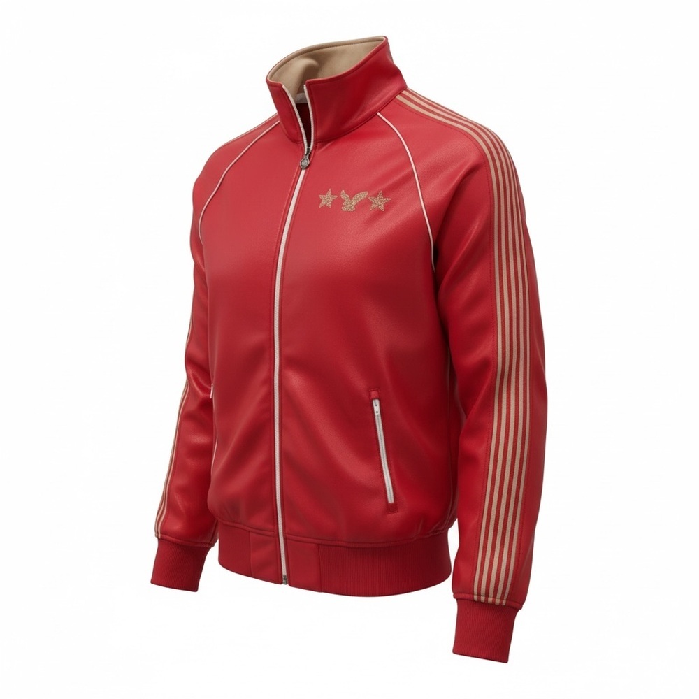 American Eagle Outfitters Red Tan Track Jacket Men Medium